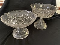 2 Pressed Glass Pedestal Dishes