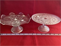 Fine Cut Star And Fan Pedestal Dish And Pressed