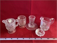Pressed Clear Glass Pitchers, Candle Holder