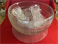 Thumb Print Pattern Plate, Punch Bowl Set With