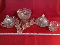 Pressed Glass Miniature Punch Bowl Set, Butter