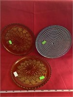 Hobnail Plate, 2 Amber Plates