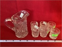 Miniature Pressed Glass Water Set