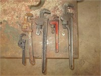 five pipe wrenches