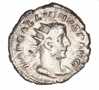 Gallienus Solus Feeding Snake Ancient Roman Coin