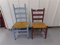 Two Woven Chair Ladder Back Chairs