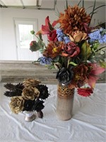 FLOWER ARRANDEMENTS W/ POTTERY POTS