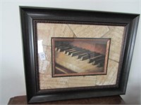 PIANO KEY WALL PICTURE W/ BLACK FRAME 24X29