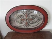 WROUGHT IRON DECOR IN OVAL SHADOW BOX 19X28