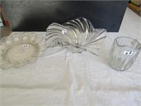 3 PIECES CETER PIECE BOWL,EGG PLATE,PITCHER