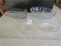 2 CENTER PIECE BOWLS, 3 CANDY DISHES