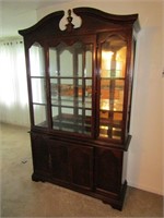 MID CENTURY MAHOHANY BREAKFRONT CHINA HUTCH