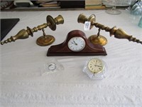 3 CLOCKS,BRASS CANDLE HOLDER