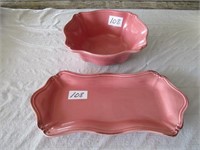 FARVAL HAND PAINTED BOWL & PLATTER W/ CHIPS