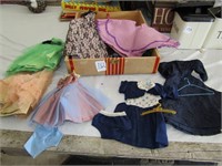 VINTAGE BABY CLOTHES & CHEST, DOOL CLOTHES HANGERS