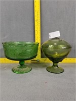 Green Glass Candy Dishes