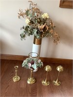 Tall glass vase with candle holders