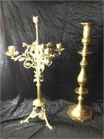 Two brass candlesticks 22”
