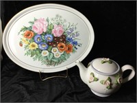 16” oval platter with stand and tea pot