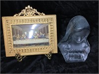 Viking crystal Mary and Last Supper lithograph 6”