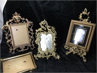 3 small brass picture frames