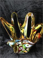 Hand blown glass decorative piece.  14”x14”