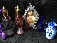 Vintage perfume bottles.  Glass containers.