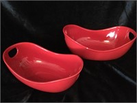 Two red serving dishes