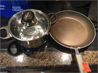 10” frying pan and small sauce pan