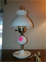 OLD MILK GLASS TABLE LAMP