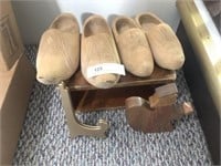 Small Wooden Stand, Wooden Clogs, Etc.