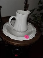 WHITE PITCHER AND BOWL