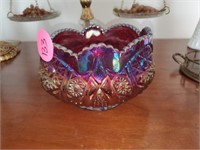 RUBY CARNIVAL GLASS BOWL