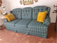 NICE GREEN PLAID COUCH