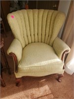 VINTAGE CLOTH WING BACK CHAIR