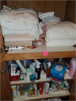 BATHROOM SHELF CONTENTS - TOWELS AND EXTRA