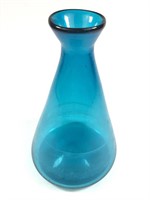 Hand Blown Turquoise Glass Mid Century Vase