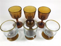 7 Pcs Amber & Clear Recycled Hand Blown Glass