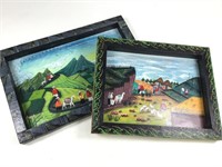 2 Framed Peruvian Paintings on Hide
