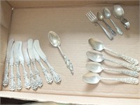 STERLING SILVER STIEFF SPOONS, STERLING KNIVES