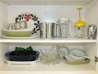 SIFTER, PLATTERS, LEAF GLASS DISHES