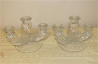 GLASS TRIPLE CANDLE HOLDERS