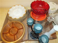 EGG PLATE, PLATE, CANDLE HOLDERS