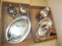 SILVER PLATED S&P, GRAVY BOAT, MORE