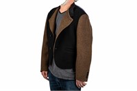 LOUIS VUITTON MEN'S LAMBSWOOL AND LEATHER JACKET