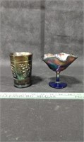 Early Carnival Glass Tumbler and Compote