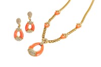 GIVENCHY VINTAGE CORAL NECKLACE AND EARRINGS