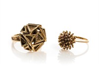 TWO GOLD MODERNIST RINGS