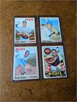 4 Vintage Topps Seattle Pilots Baseball Cards