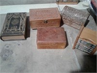 Lot of 4 Asstd Wood Boxes & Coater Set